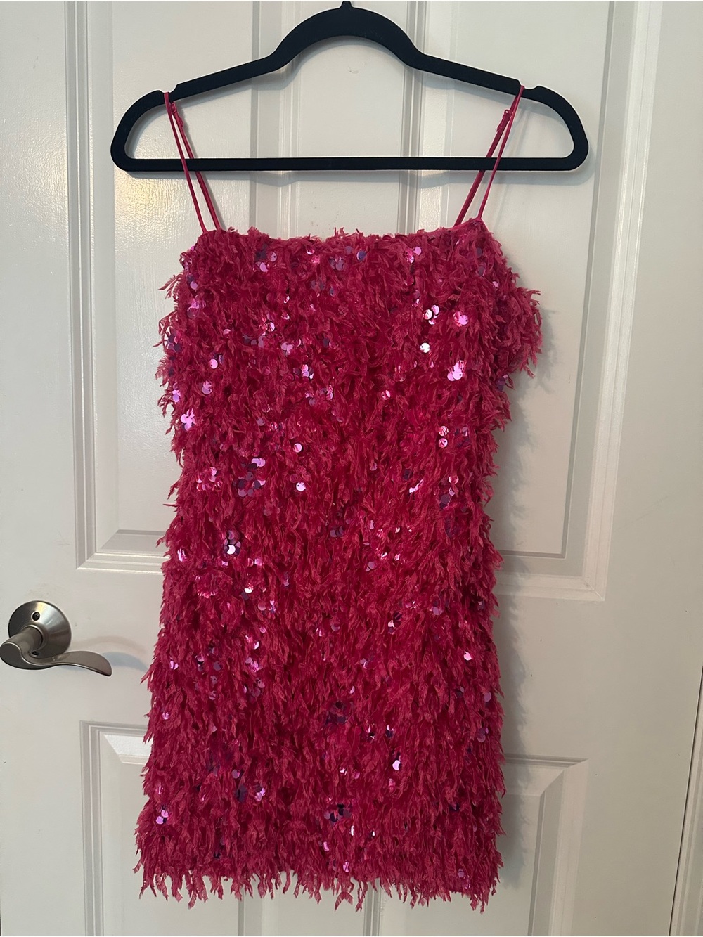 Urban Outfitters Hot Pink Sequin Fringe Mini Dress